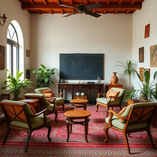 Foto de uma sala de aula da Eloqu√™ncia Brasileira, com cadeiras confort√°veis e equipamentos audiovisuais.
